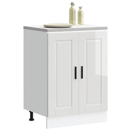 vidaXL Kitchen Base Cabinet "Porto" High Gloss White Engineered Wood