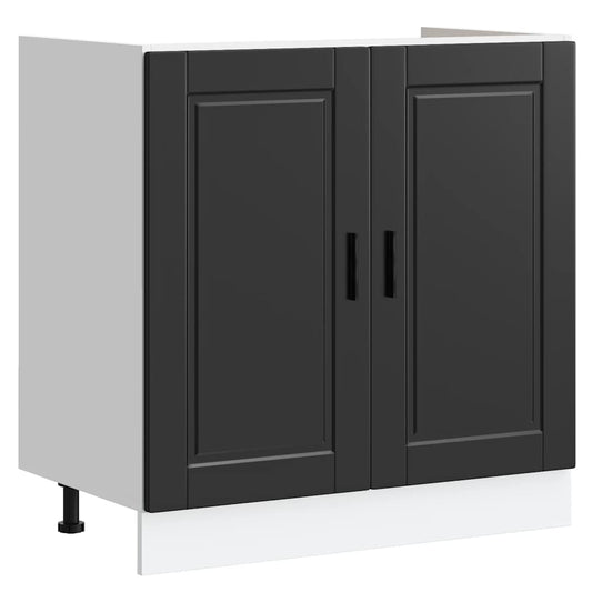 vidaXL Sink Base Cabinet "Porto" Black 80x46x81,5 cm Engineered Wood