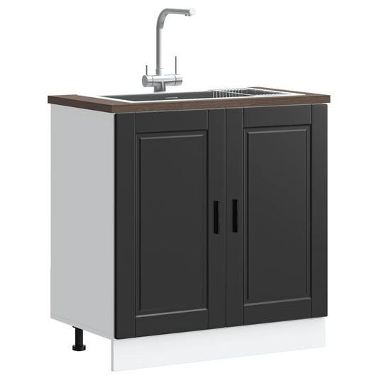 vidaXL Sink Base Cabinet "Porto" Black 80x46x81,5 cm Engineered Wood