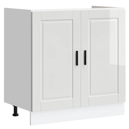 vidaXL Sink Base Cabinet "Porto" High Gloss White 80x46x81.5 cm Engineered Wood