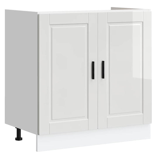 vidaXL Sink Base Cabinet "Porto" High Gloss White 80x46x81,5 cm Engineered Wood