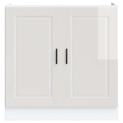 vidaXL Sink Base Cabinet "Porto" High Gloss White 80x46x81.5 cm Engineered Wood