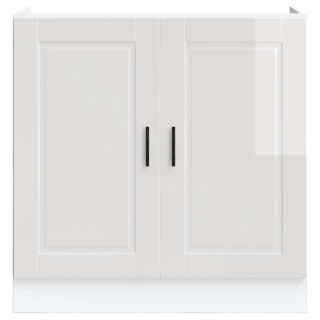 vidaXL Sink Base Cabinet "Porto" High Gloss White 80x46x81,5 cm Engineered Wood
