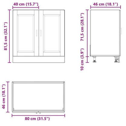 vidaXL Sink Base Cabinet "Porto" High Gloss White 80x46x81.5 cm Engineered Wood