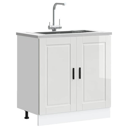 vidaXL Sink Base Cabinet "Porto" High Gloss White 80x46x81,5 cm Engineered Wood