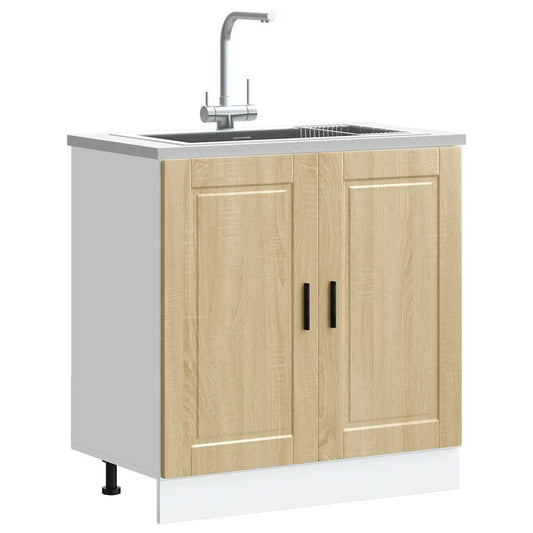 vidaXL Sink Base Cabinet "Porto" Sonoma Oak 80x46x81,5 cm Engineered Wood