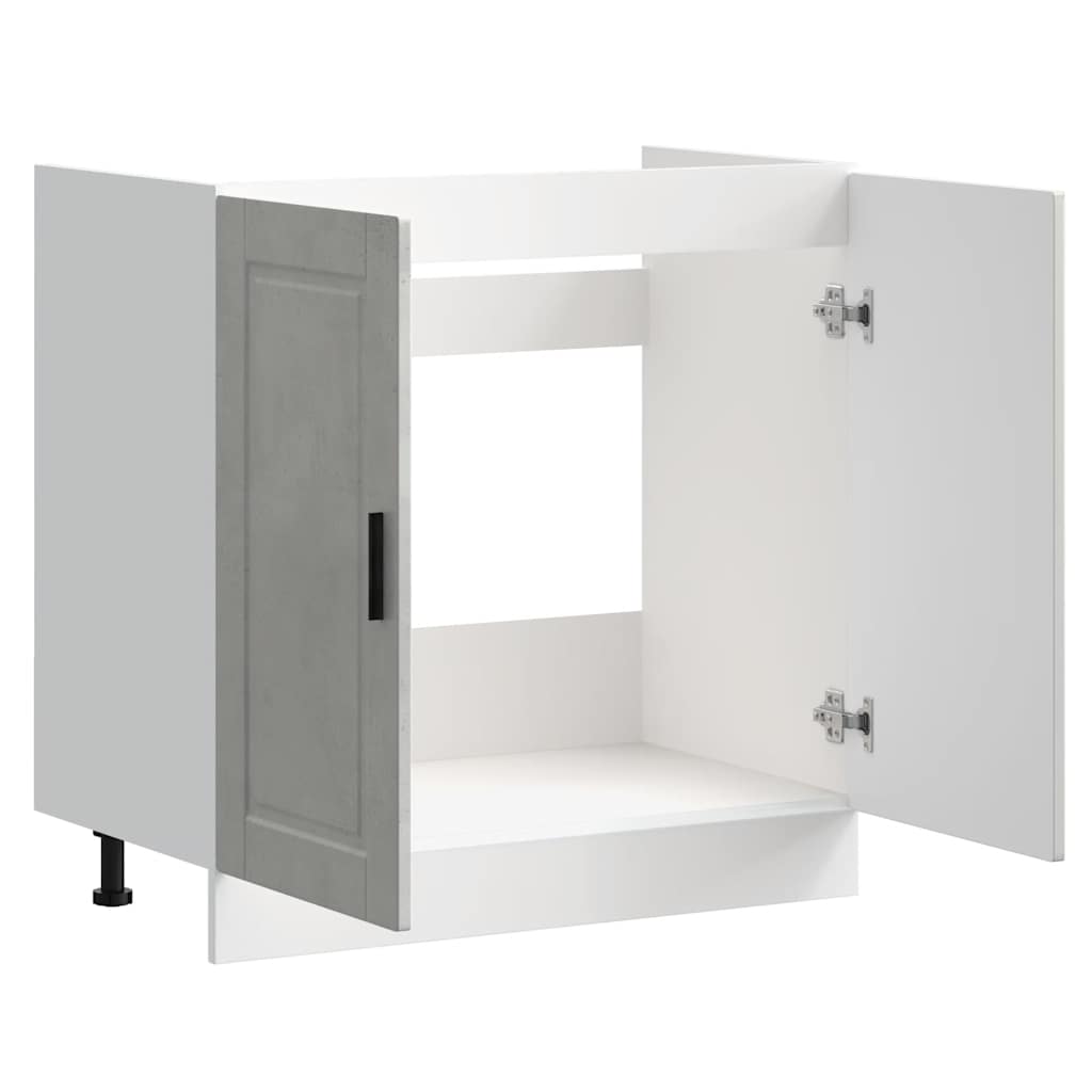 vidaXL Sink Base Cabinet "Porto" Concrete Grey 80x46x81,5 cm Engineered Wood
