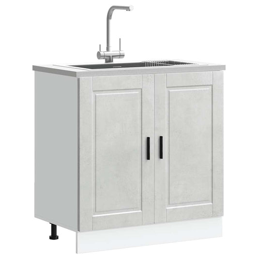 vidaXL Sink Base Cabinet "Porto" Concrete Grey 80x46x81,5 cm Engineered Wood