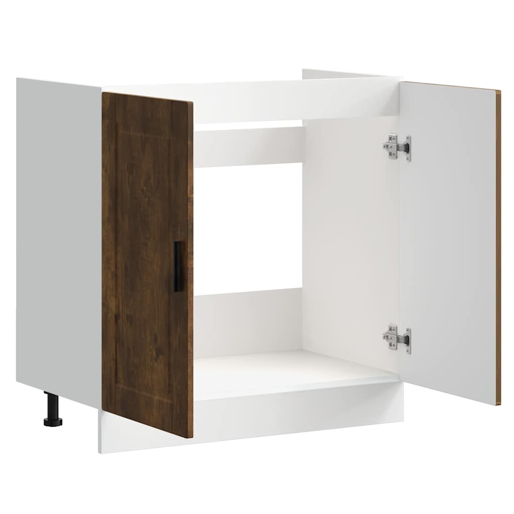 vidaXL Sink Base Cabinet "Porto" Smoked Oak 80x46x81.5 cm Engineered Wood