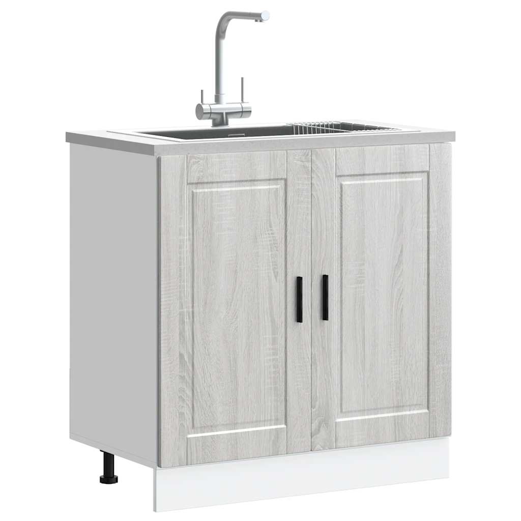 vidaXL Sink Base Cabinet "Porto" Grey Sonoma 80x46x81,5 cm Engineered Wood