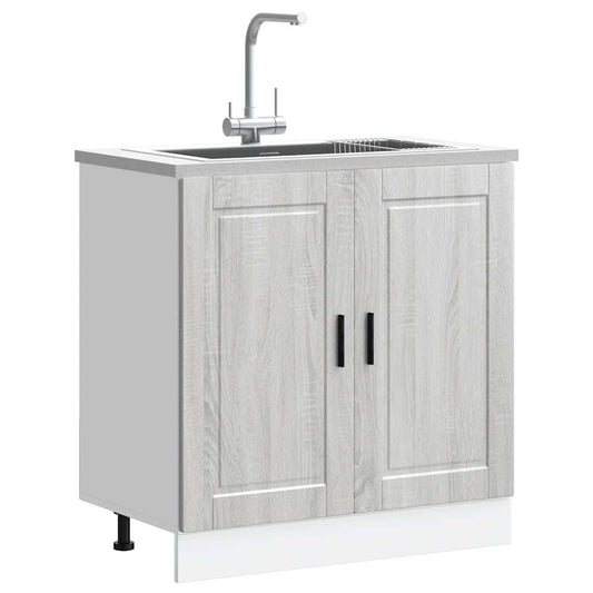 vidaXL Sink Base Cabinet "Porto" Grey Sonoma 80x46x81,5 cm Engineered Wood