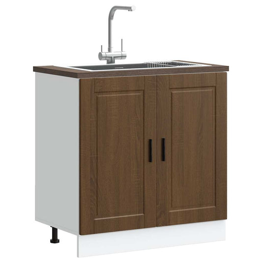 vidaXL Sink Base Cabinet "Porto" Brown Oak 80x46x81.5 cm Engineered Wood