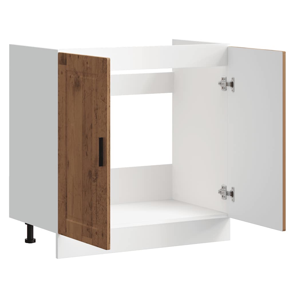 vidaXL Sink Base Cabinet "Porto" Old Wood 80x46x81,5 cm Engineered Wood