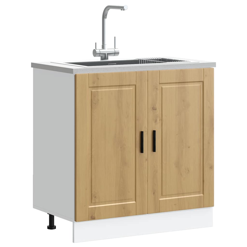 vidaXL Sink Base Cabinet "Porto" Artisan Oak 80x46x81,5 cm Engineered Wood