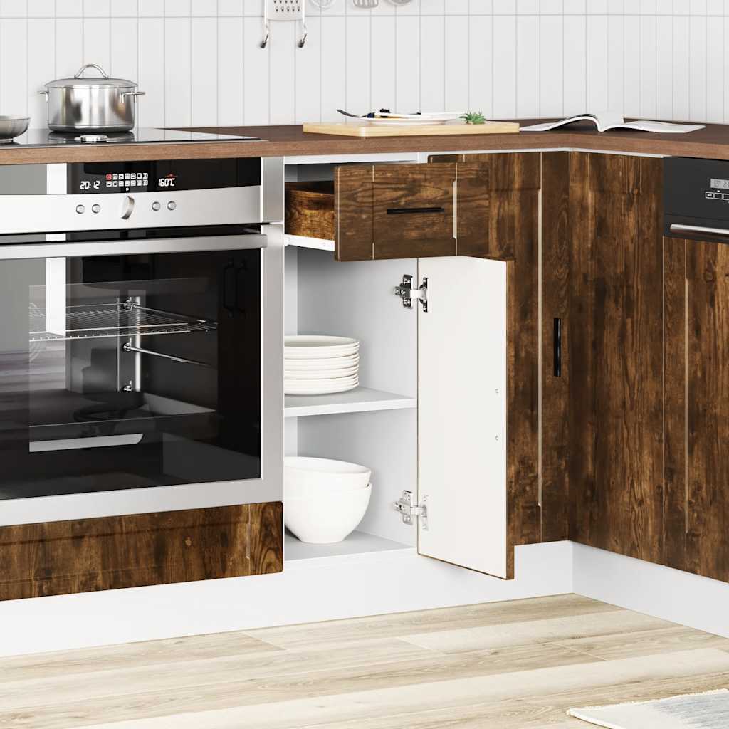 vidaXL Kitchen Base Cabinet "Porto" Smoked Oak Engineered Wood