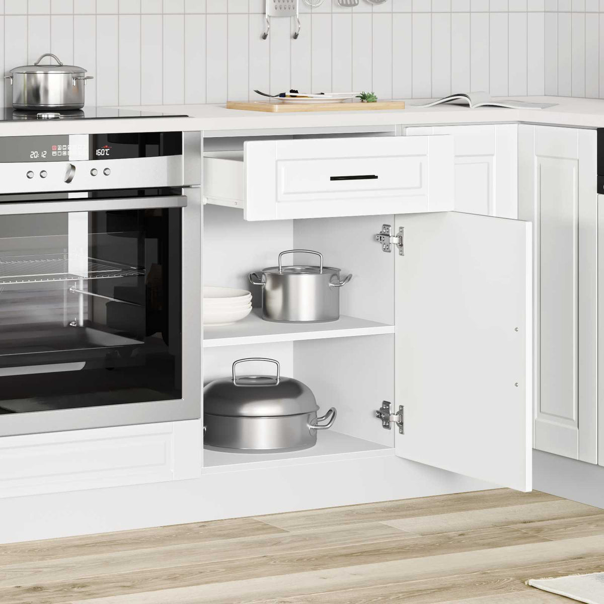 vidaXL Kitchen Base Cabinet "Porto" White Engineered Wood