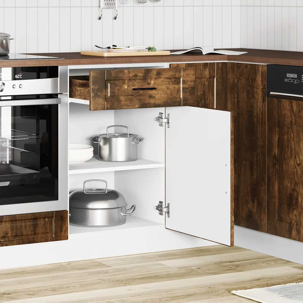 vidaXL Kitchen Base Cabinet "Porto" Smoked Oak Engineered Wood
