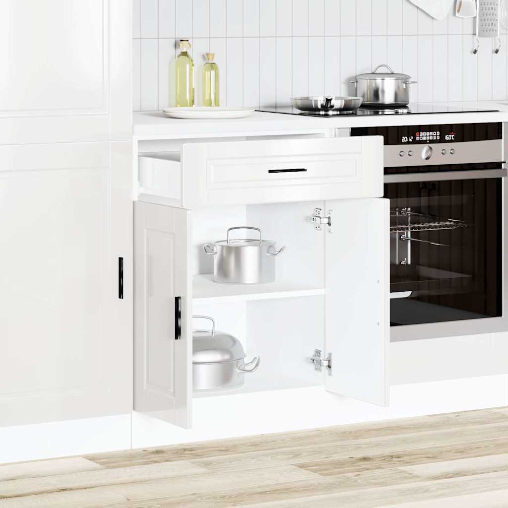 vidaXL Kitchen Base Cabinet Porto High Gloss White Engineered Wood