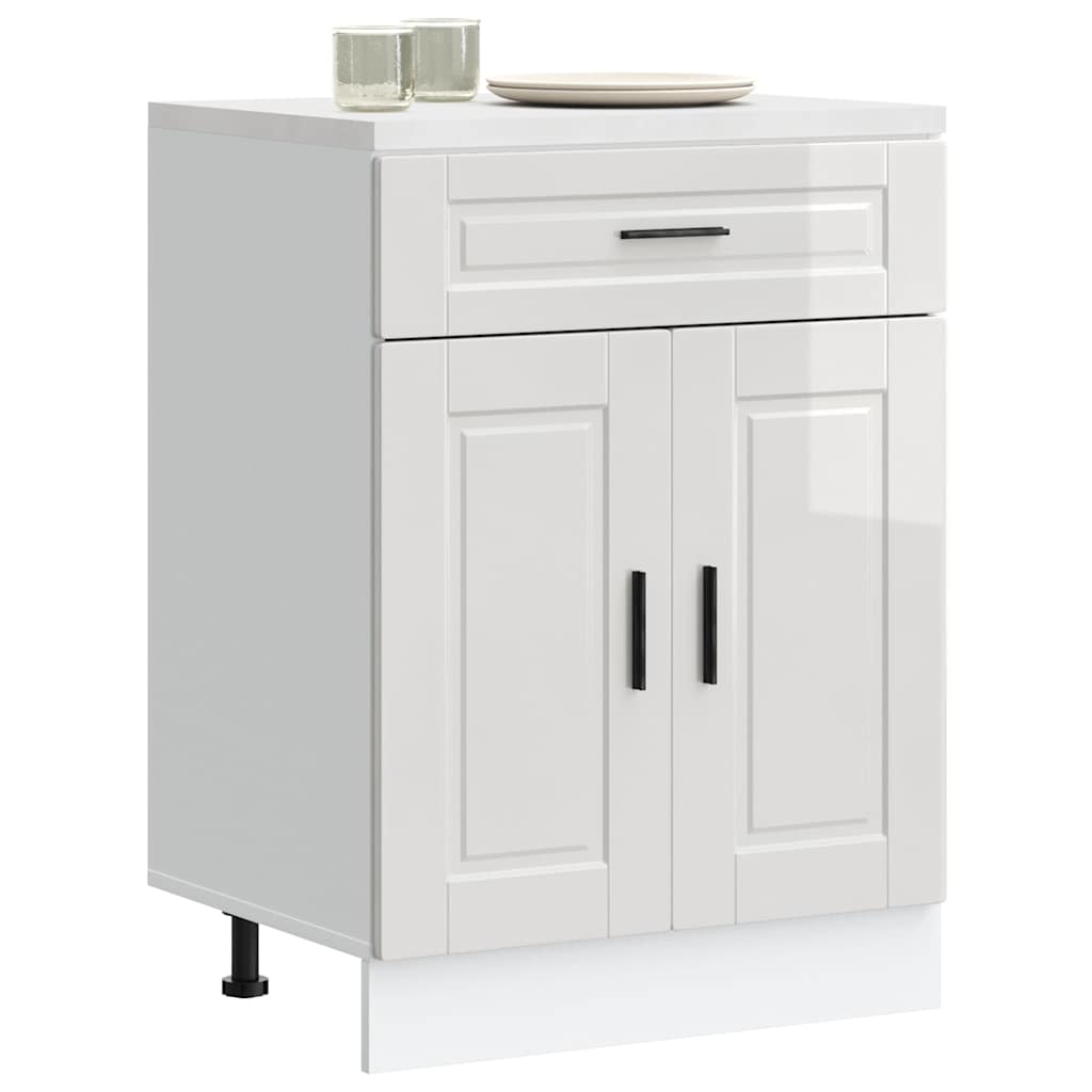 vidaXL Kitchen Base Cabinet "Porto" High Gloss White Engineered Wood