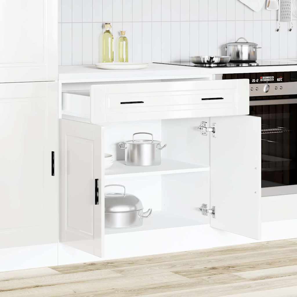 vidaXL Kitchen Base Cabinet "Porto" High Gloss White Engineered Wood