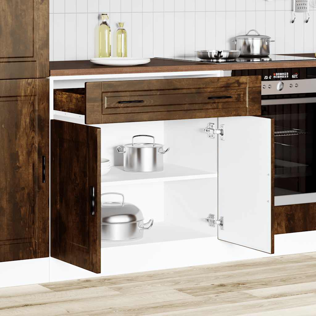 vidaXL Kitchen Base Cabinet "Porto" Smoked Oak Engineered Wood
