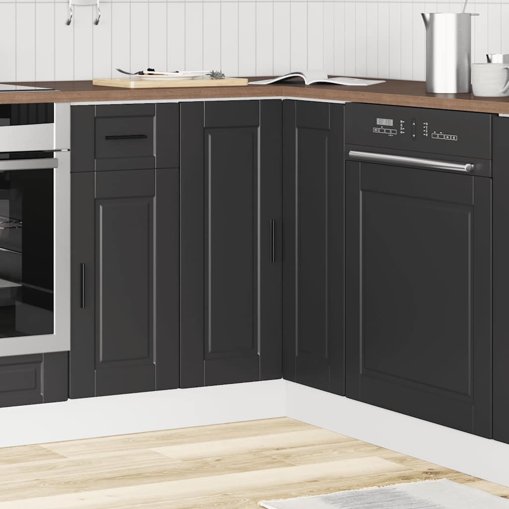 vidaXL Kitchen Corner Base Cabinet "Porto" Black Engineered Wood