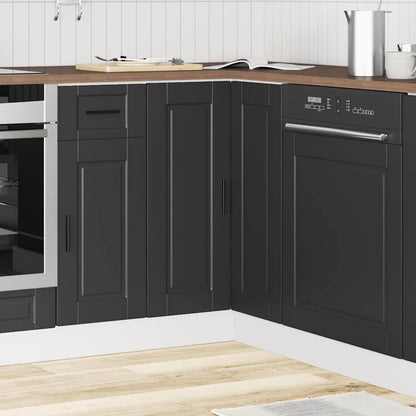 vidaXL Kitchen Corner Base Cabinet "Porto" Black Engineered Wood