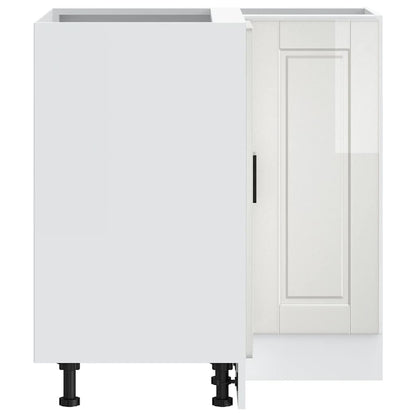 vidaXL Kitchen Corner Base Cabinet Porto High Gloss White Engineered Wood