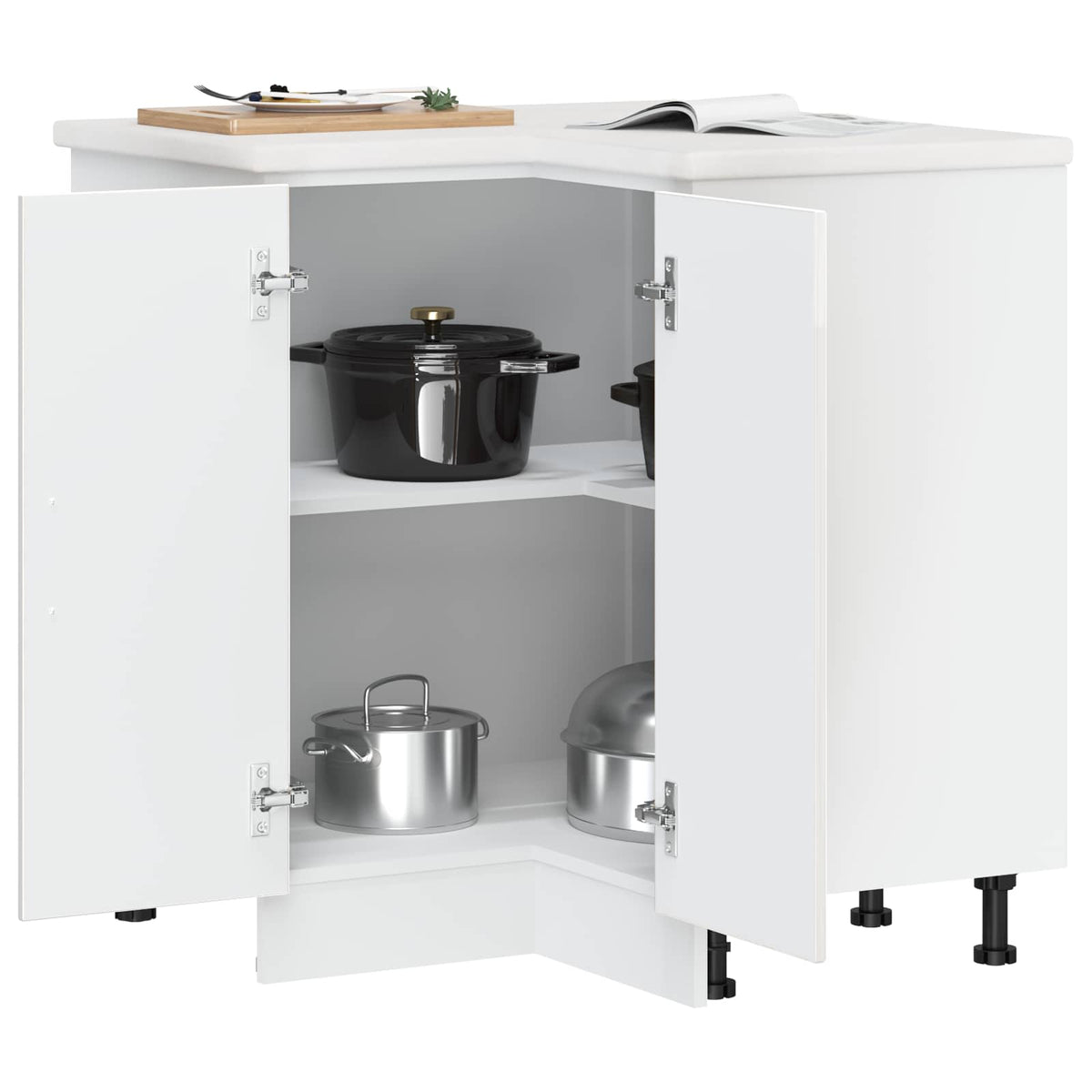 vidaXL Kitchen Corner Base Cabinet "Porto" High Gloss White