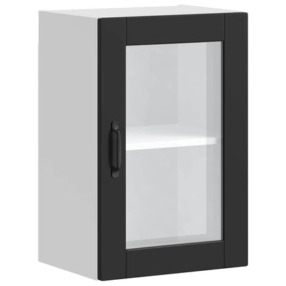 vidaXL Kitchen Wall Cabinet with Glass Door "Porto" Black