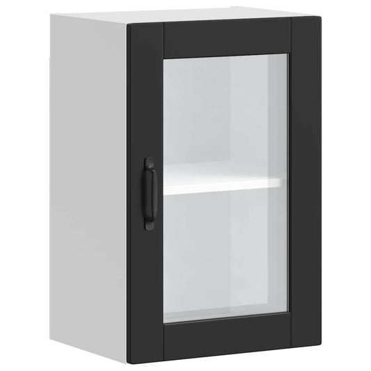 vidaXL Kitchen Wall Cabinet with Glass Door "Porto" Black