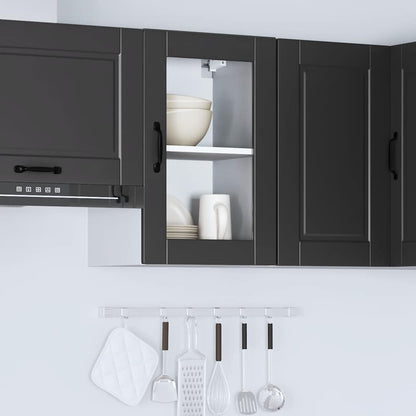 vidaXL Kitchen Wall Cabinet with Glass Door "Porto" Black