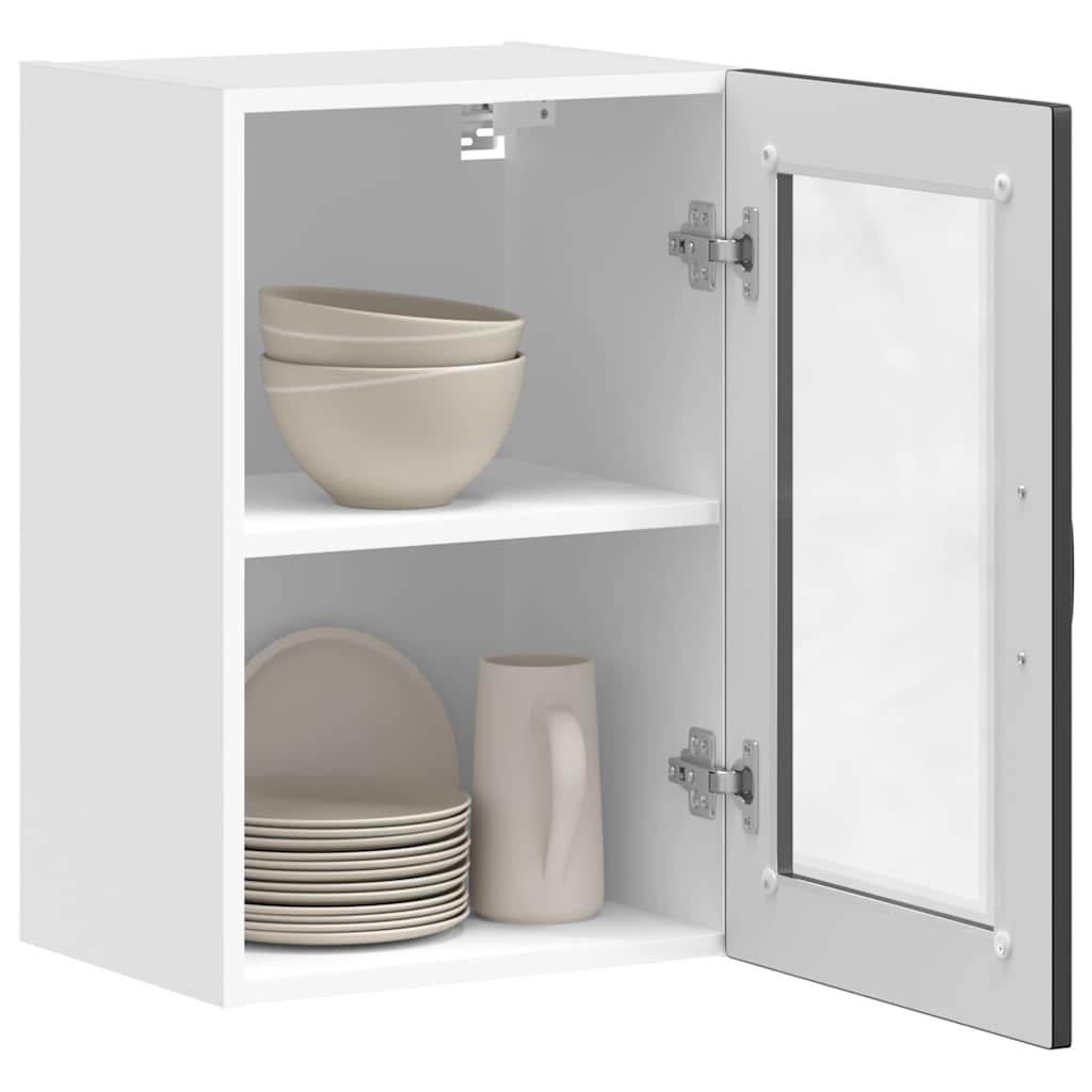 vidaXL Kitchen Wall Cabinet with Glass Door "Porto" Black