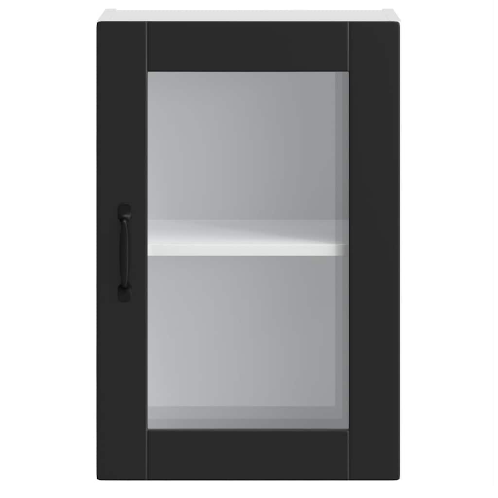vidaXL Kitchen Wall Cabinet with Glass Door Porto Black