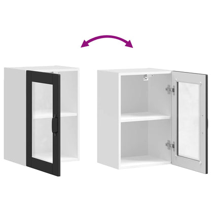 vidaXL Kitchen Wall Cabinet with Glass Door "Porto" Black