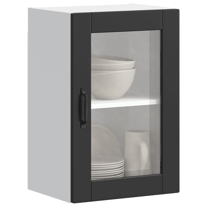 vidaXL Kitchen Wall Cabinet with Glass Door "Porto" Black