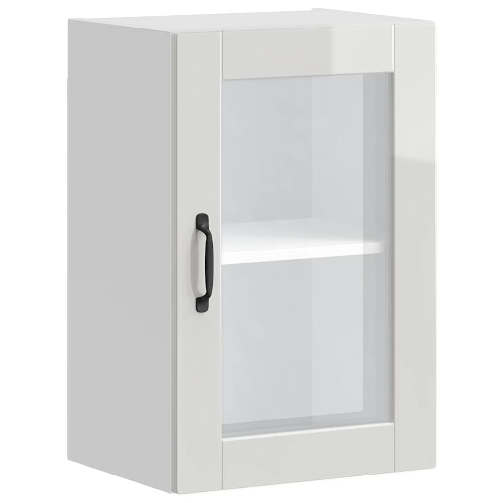 vidaXL Kitchen Wall Cabinet with Glass Door Porto High Gloss White