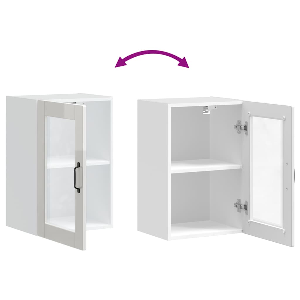 vidaXL Kitchen Wall Cabinet with Glass Door Porto High Gloss White