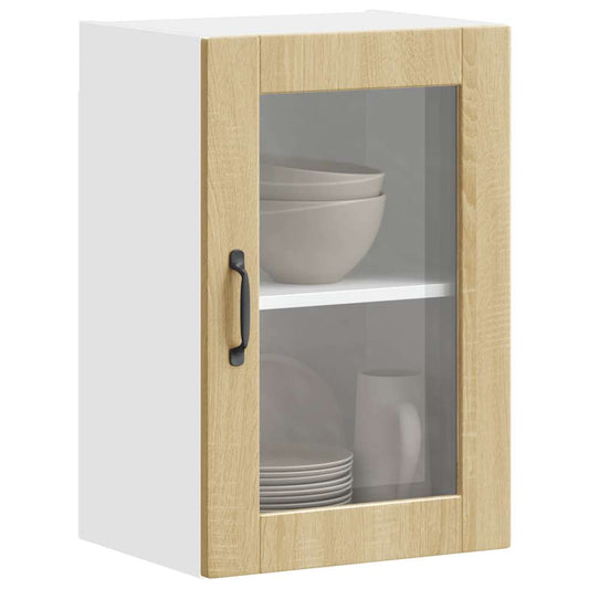 vidaXL Kitchen Wall Cabinet with Glass Door Porto Sonoma Oak