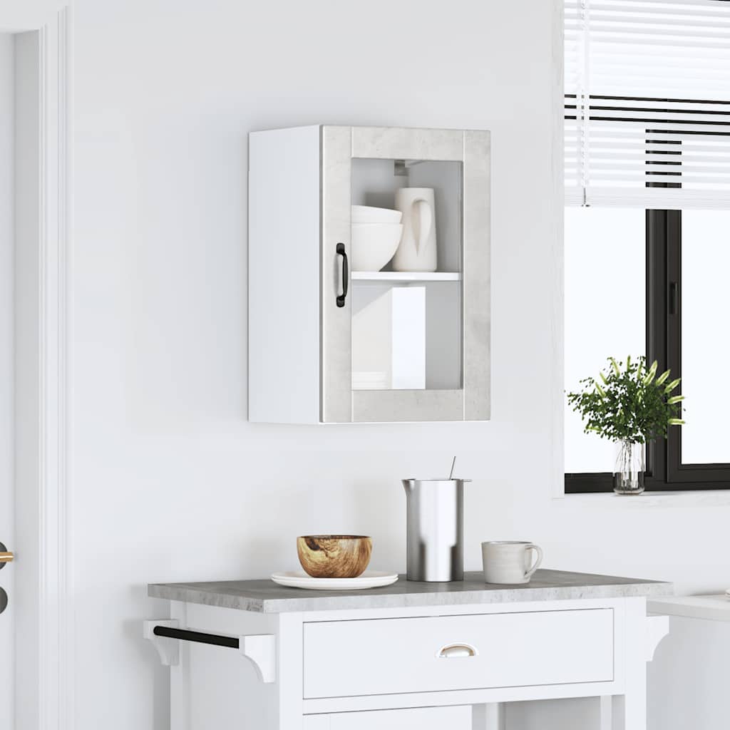 vidaXL Kitchen Wall Cabinet with Glass Door Porto Concrete Grey