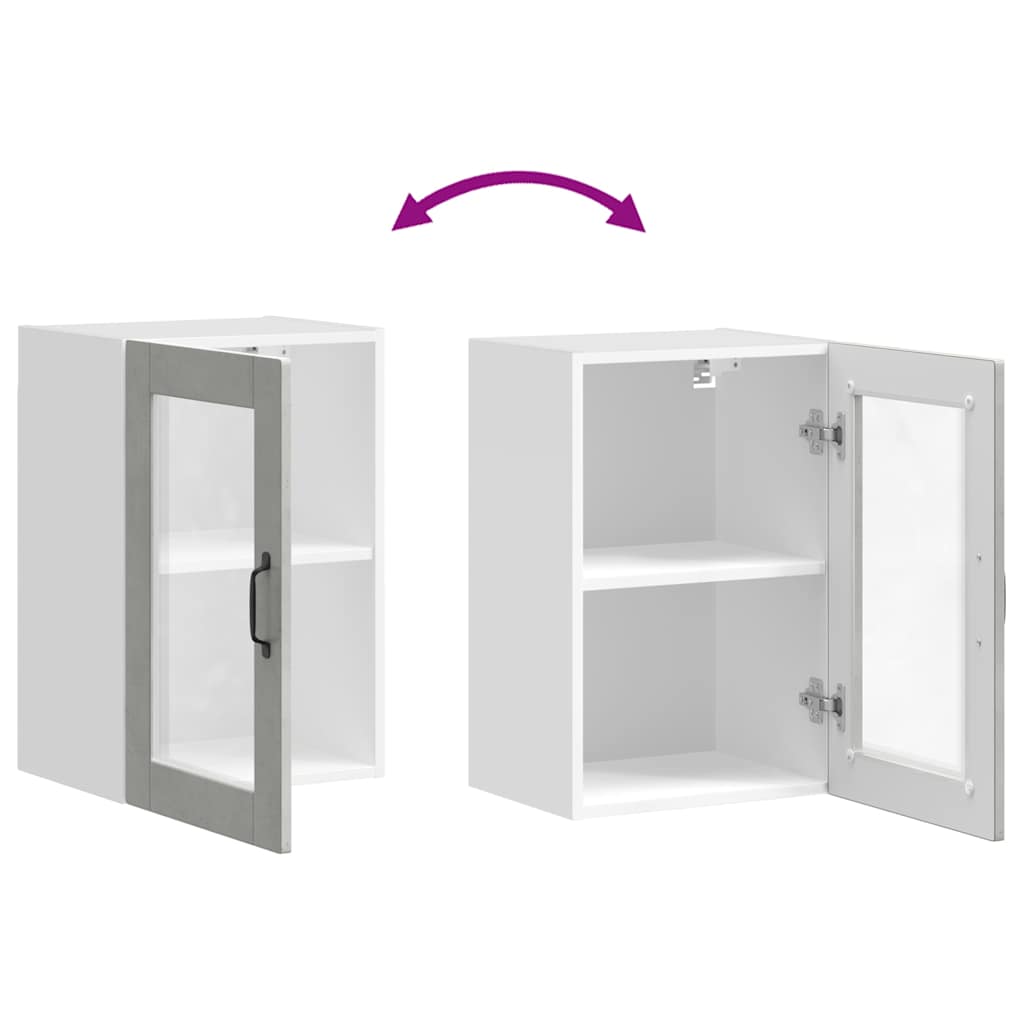 vidaXL Kitchen Wall Cabinet with Glass Door Porto Concrete Grey