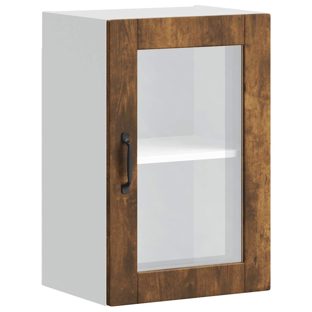 vidaXL Kitchen Wall Cabinet with Glass Door "Porto" Smoked Oak