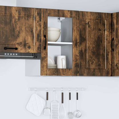 vidaXL Kitchen Wall Cabinet with Glass Door "Porto" Smoked Oak
