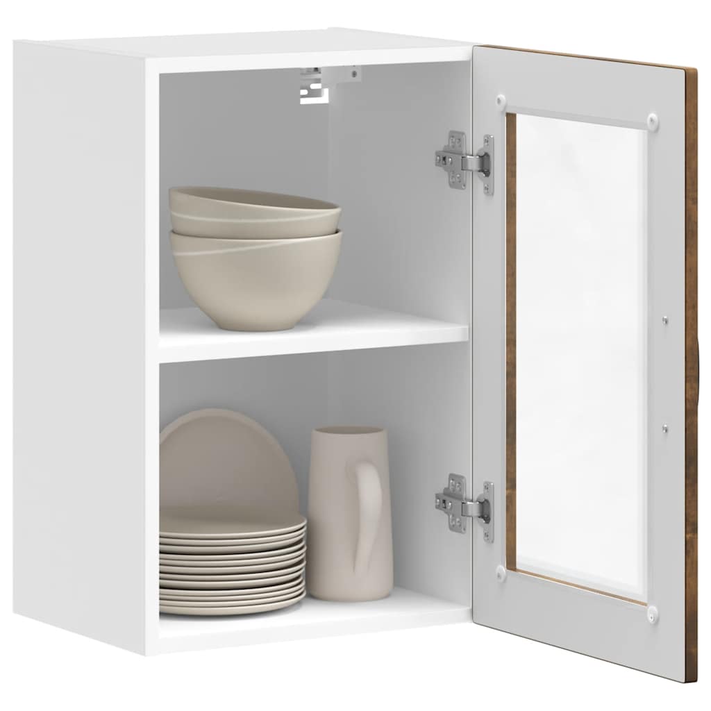 vidaXL Kitchen Wall Cabinet with Glass Door "Porto" Smoked Oak
