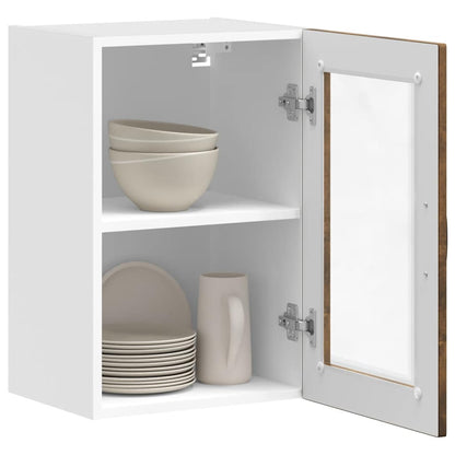 vidaXL Kitchen Wall Cabinet with Glass Door "Porto" Smoked Oak