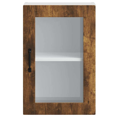 vidaXL Kitchen Wall Cabinet with Glass Door "Porto" Smoked Oak