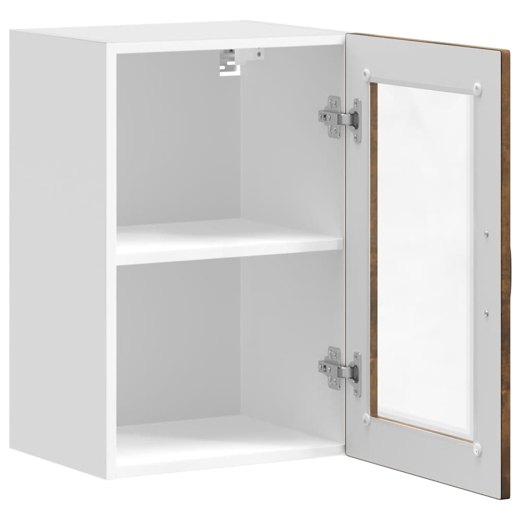 vidaXL Kitchen Wall Cabinet with Glass Door "Porto" Smoked Oak