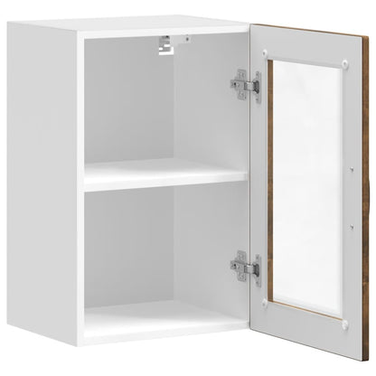 vidaXL Kitchen Wall Cabinet with Glass Door "Porto" Smoked Oak