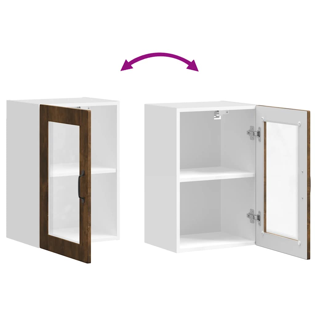 vidaXL Kitchen Wall Cabinet with Glass Door "Porto" Smoked Oak