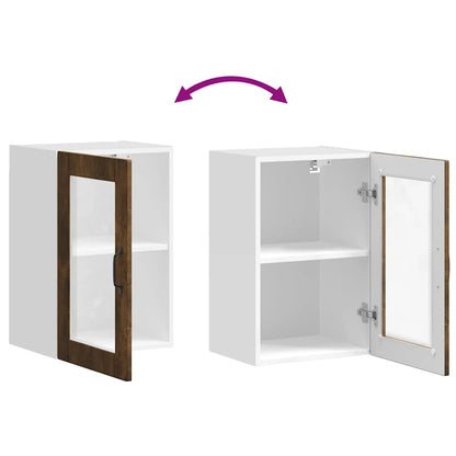 vidaXL Kitchen Wall Cabinet with Glass Door "Porto" Smoked Oak